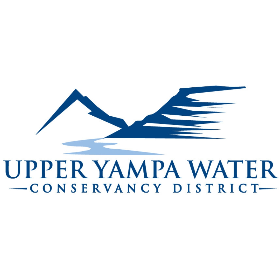 Sponsor Tiles Logo of upper yampa water conservancy district featuring a stylized blue graphic of a flying bird over water, with the name in bold blue letters below.